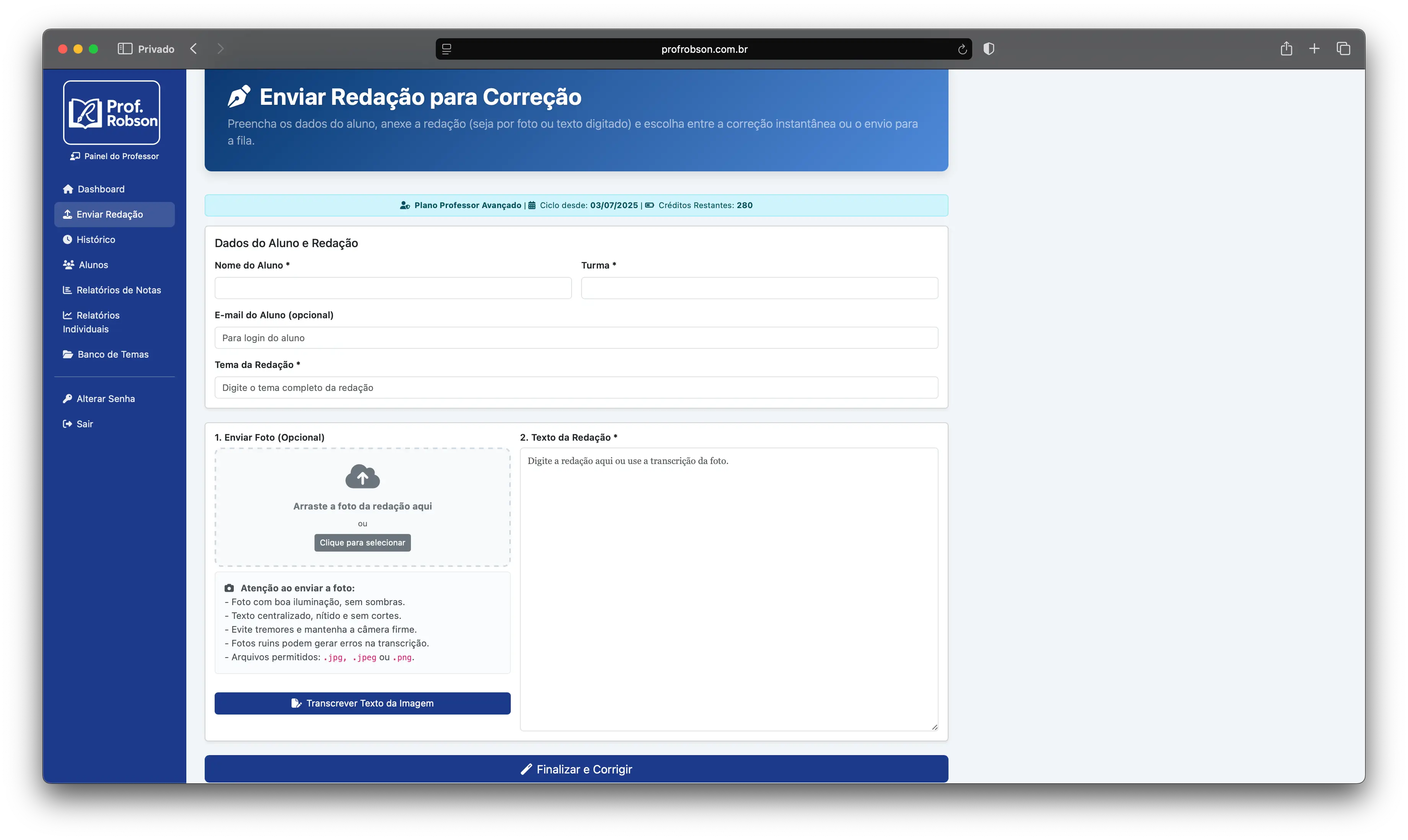 Envio de Redações